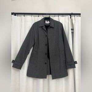 Men's TopMan Dark Gray Button Front Trench Coat